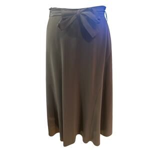 Marcona Tie‑Waist Midi Skirt – Dark Brown – US 10 – Made in Bosnia